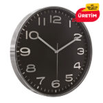 ASKON DUVAR SAATİ GÜMÜŞ-SİYAH (38 CM) - Görsel 2