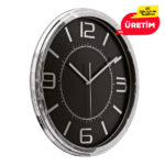 EGEMEN DUVAR SAATİ GÜMÜŞ-SİYAH (42 CM) - Görsel 2